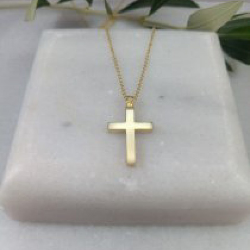 Two Colors & two sided Men’s / Boys’ Cross in yellow and white gold K14 Crosses / Pendants