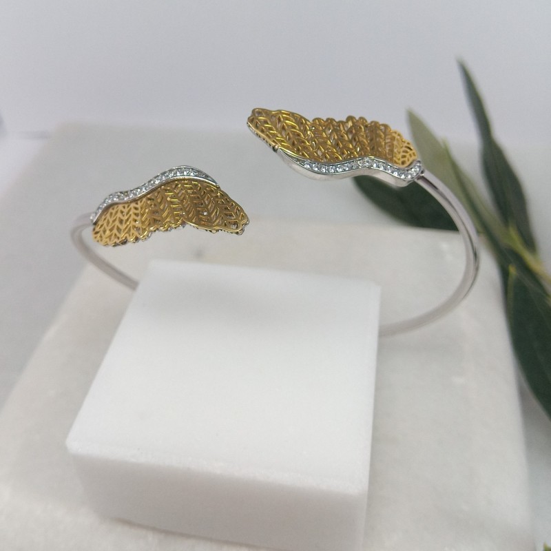 Bangle in the shape of Wings in K14 Gold and Silver 925ᵒ Woman