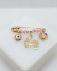 Pin for girls with a baby stroller, a rose eye and a rose heart in K9  Baby Pins