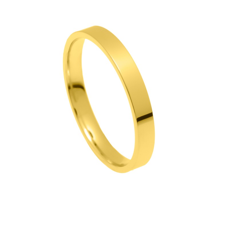 Classical wedding ring with right angles. It comes in yellow, white and pink and in 9, 14 and 18 carats.  Wedding Bands