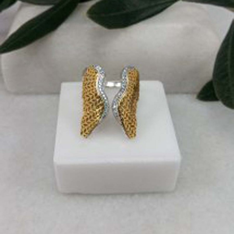 Γυναικεία Δαχτυλίδια - Γυναικα - Δαχτυλίδι με Φτερά σε χρυσό 14 καρατίων και ασήμι 925° Δαχτυλίδια