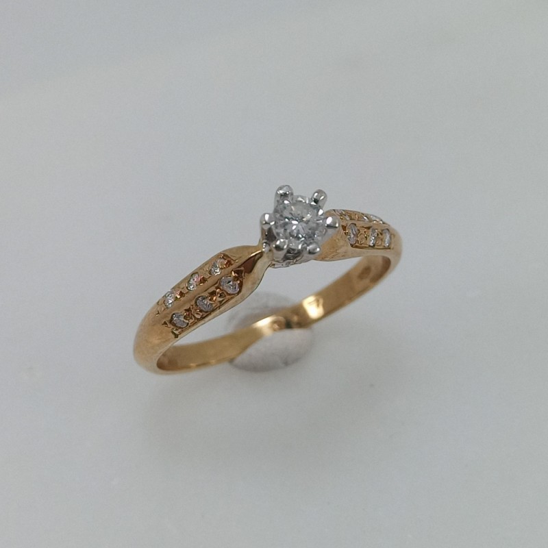 Bicolor Single Stone Ring in 18 carats Solitaire Rings