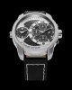 Thorton watch with stainless steel case, with black dial and silver metal elements, case diameter 53mm, waterproof 5 ATM and black genuine leather strap. Man