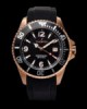 ARKYN 9205331 Rose Gold Plated stainless steel watch with black dial, case diameter 44mm, water resistant 10 ATM and black silicone strap. Man