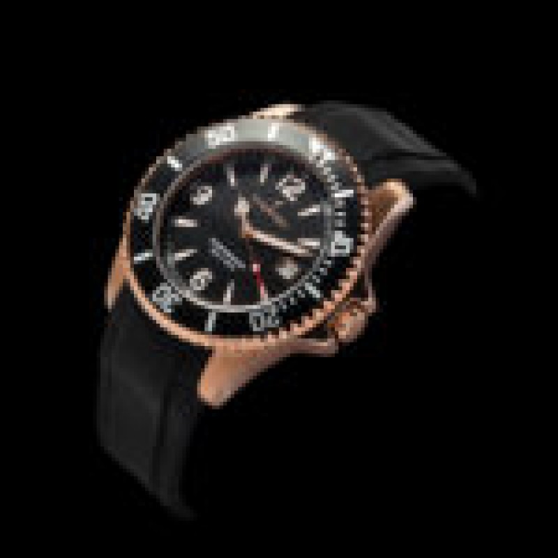 ARKYN 9205331 ρολόι από Ροζ επιχρυσωμένο ανοξείδωτο ατσάλι με μαύρο καντράν, διάμετρο κάσας 44mm, αδιάβροχο 10 ATM και μαύρο λουράκι από σιλικόνη. Αντρικά