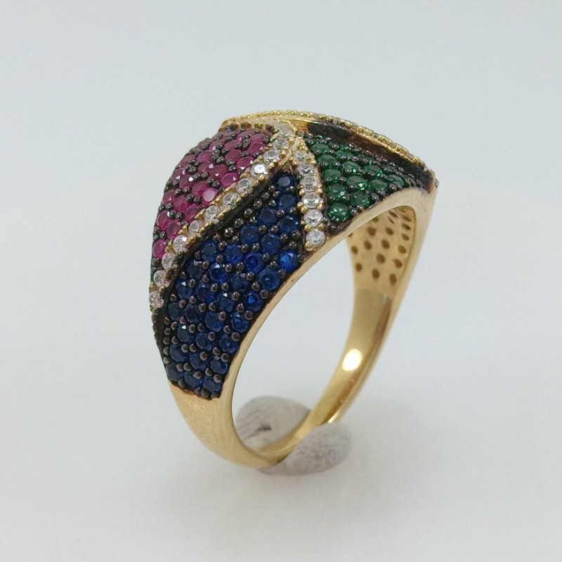 Colorful Ring in 925° gold-plated silver Rings