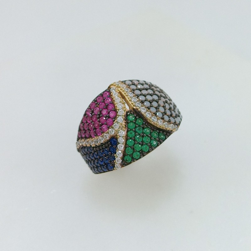 Colorful Ring in 925° gold-plated silver Rings